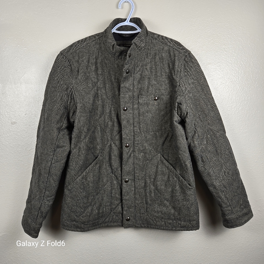 J.Crew‎ Sussex Quilted Jacket PrimaLoft® Men’s Large Heathered Gray Herrinngbone